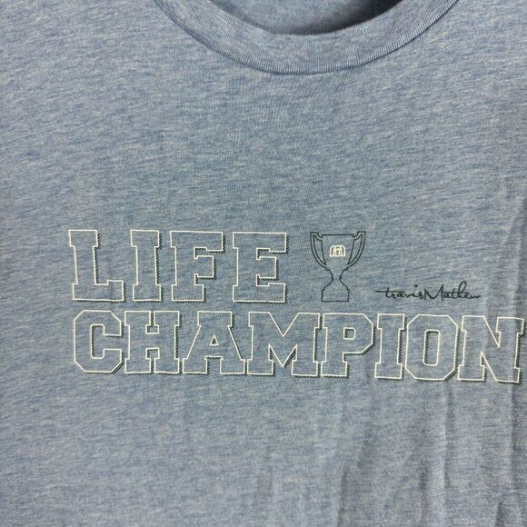Travis Mathew T-Shirt Mens Size Large L Blue Life Champion Crewneck Pima Cotton - Picture 3 of 9